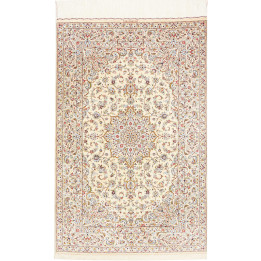 Hand Made Rug Ghom Silk Persia 99x150 Ivory Blu