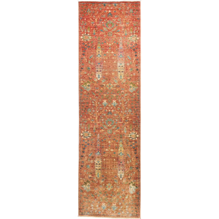 Hand Made Rug Floralia Pakistan 84x294 Rust Pet