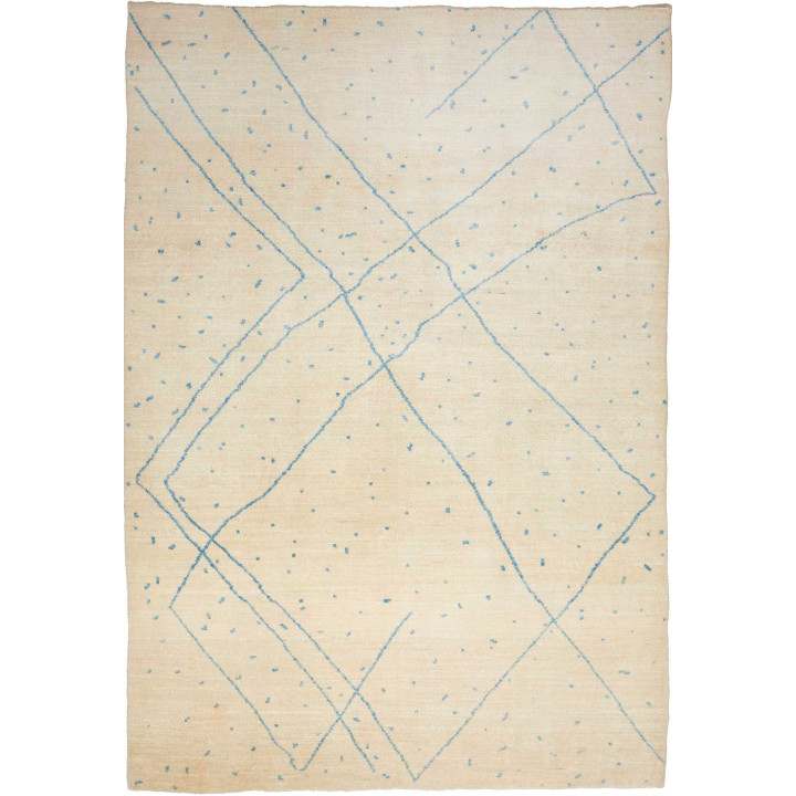 Hand Made Rug Berber Pakistan 204x298 Ivory Blu