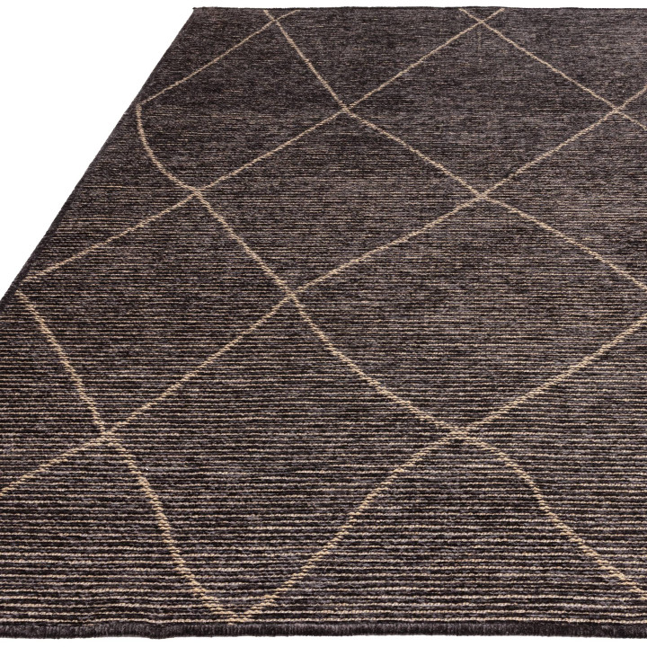 Tappeto Mulberry geometrico grigio scuro e beige