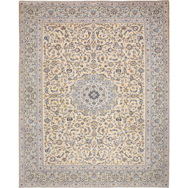 Hand Made Rug Kashan Persia 316x395 Beige Blue