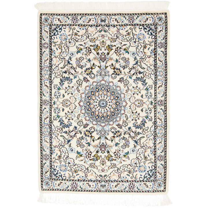 Hand Made Rug Nain 9la Persia 66x92 Ivory Blue