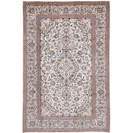 Hand Made Rug Kashan Persia 200x303 Ivory Blue