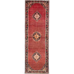 Tappeto Originale Hamadan Persia 135x416 Rosso