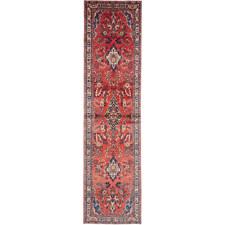 Hand Made Rug Hamadan Persia 110x418 Brick Red