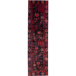 Tappeto Originale Hamadan Persia 110x410 Blu Sc