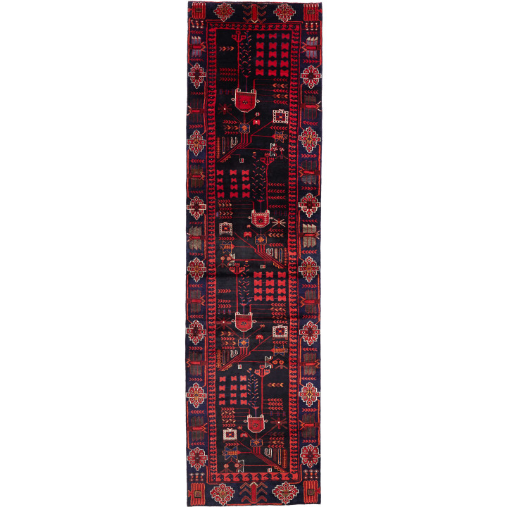 Tappeto Originale Hamadan Persia 110x410 Blu Sc
