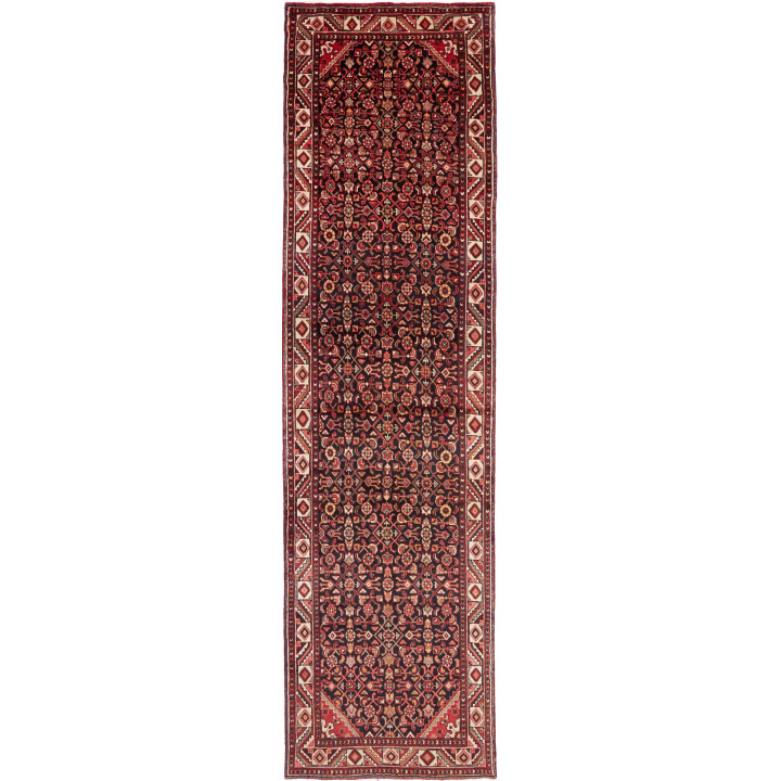 Hand Made Rug Hosseinabad Persia 108x405 Dark R