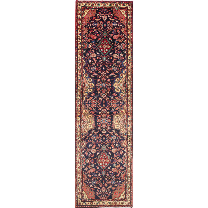Hand Made Rug Hamadan Persia 122x443 Dark Blue