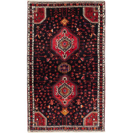 Hand Made Rug Hamadan Persia 136x227 Black Red