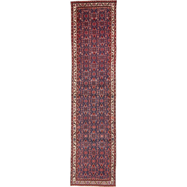 Hand Made Rug Hamadan Persia 100x410 Dark Blue