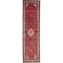 Hand Made Rug Hamadan Persia 113x410 Red Ivory