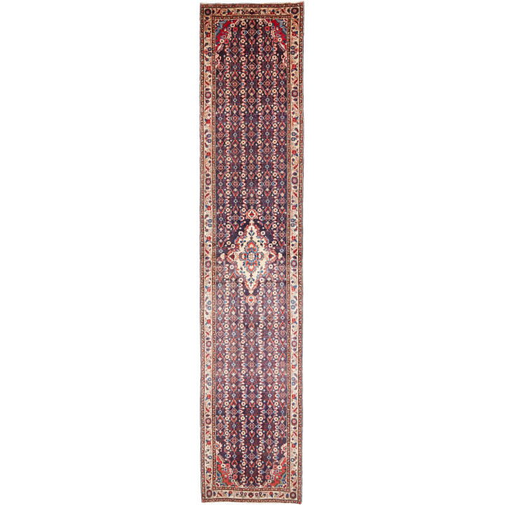 Hand Made Rug Hamadan Persia 110x532 Dark Blue
