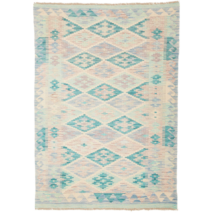 Hand Made Rug Kilim Afghanistan 99x141 Aqua Gre