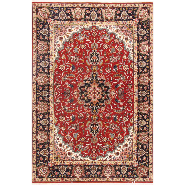 Hand Made Rug Ghom Persia 140x211 Red Black
