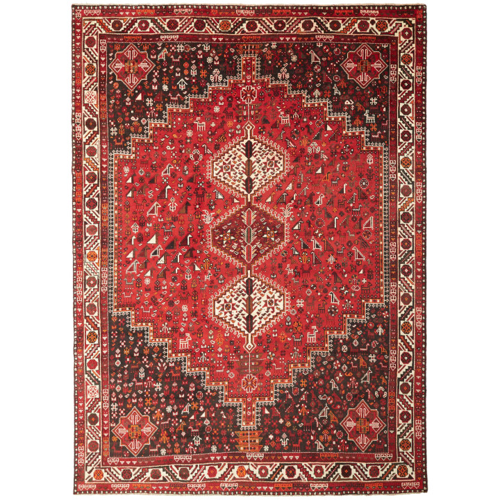 Tappeto Originale Shiraz Persia 215x302 Rosso M