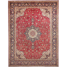 Hand Made Rug Tabriz Persia 300x400 Red Dark Bl