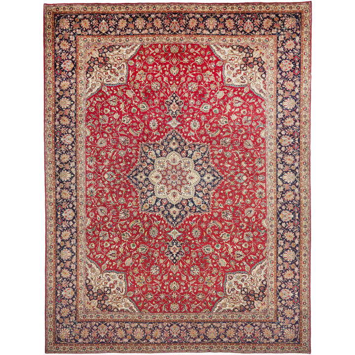 Hand Made Rug Tabriz Persia 300x400 Red Dark Bl