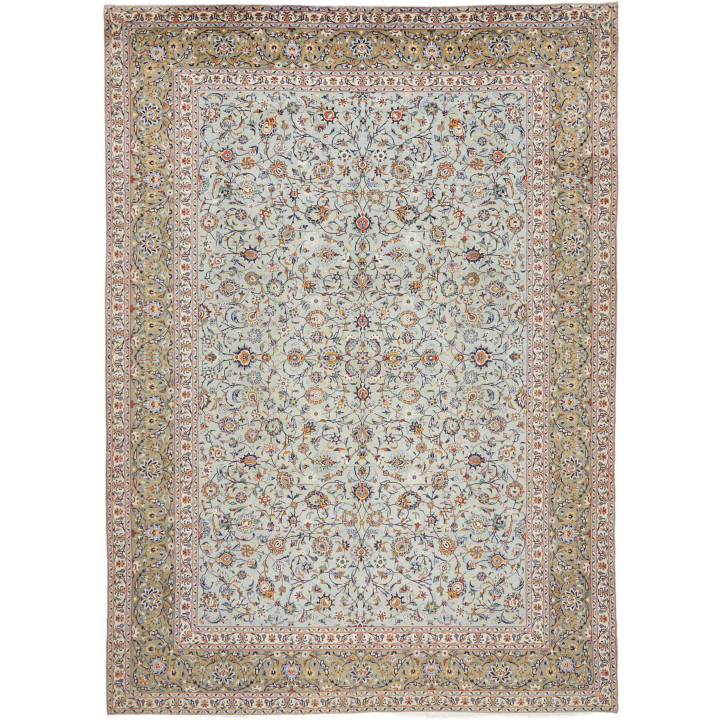 Hand Made Rug Kashan Persia 312x425 Powder Blue