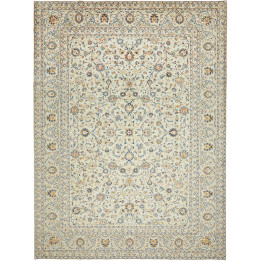 Hand Made Rug Kashan Persia 305x405 Ivory Blue