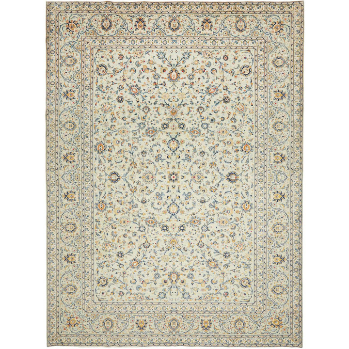 Hand Made Rug Kashan Persia 305x405 Ivory Blue