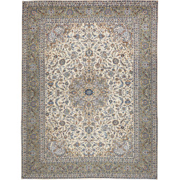 Hand Made Rug Kashan Persia 310x400 Ivory Blue