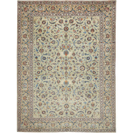 Hand Made Rug Kashan Persia 312x412 Light Green