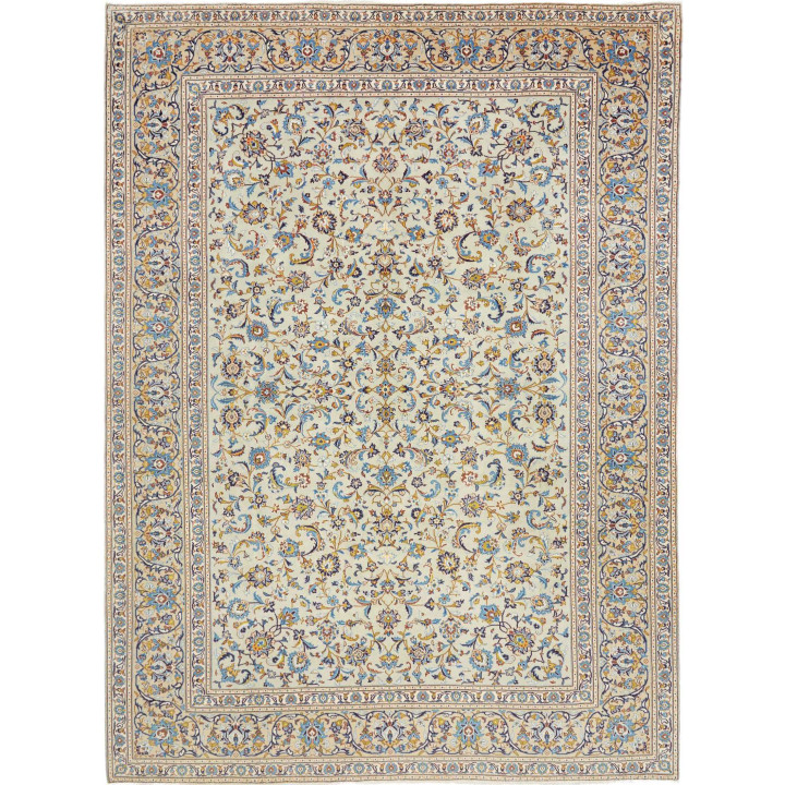 Hand Made Rug Kashan Persia 296x395 Ivory Blue