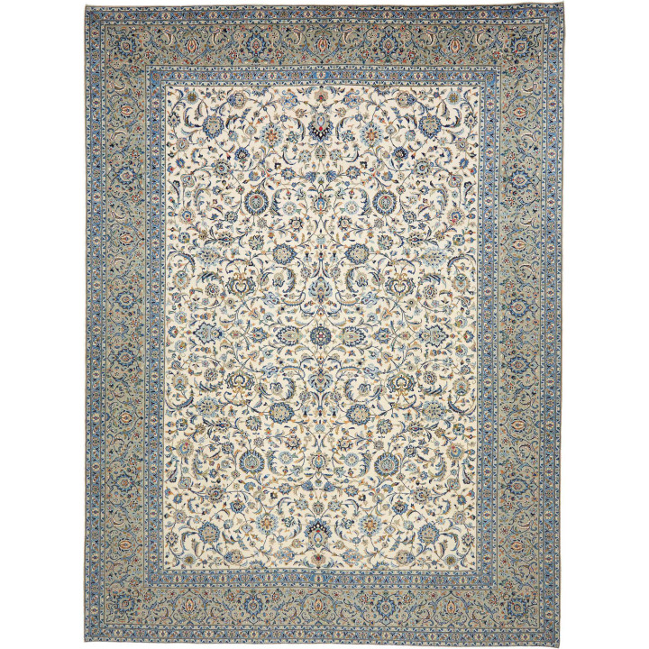 Hand Made Rug Kashan Persia 308x410 Ivory Blue