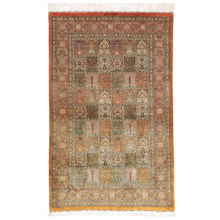 Tappeto Originale Ghom Seta Persia 97x154 Terra