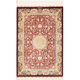 Hand Made Rug Ghom Silk Persia 59x89 Burgundy I