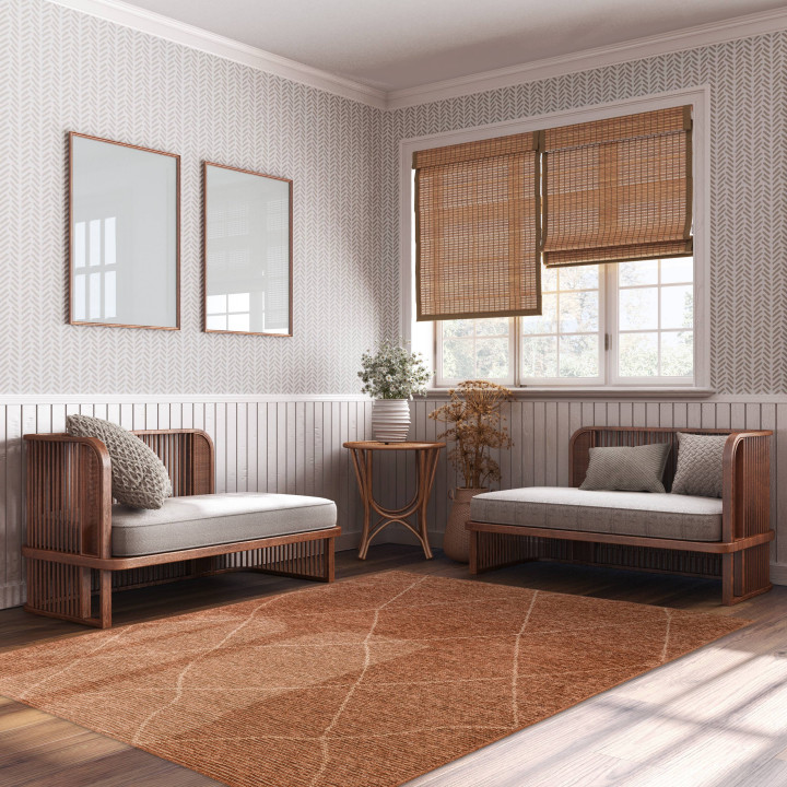 Tappeto Mulberry geometrico arancione e rame 120