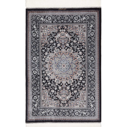 Hand Made Rug Ghom Silk Persia 78x120 Black Whi