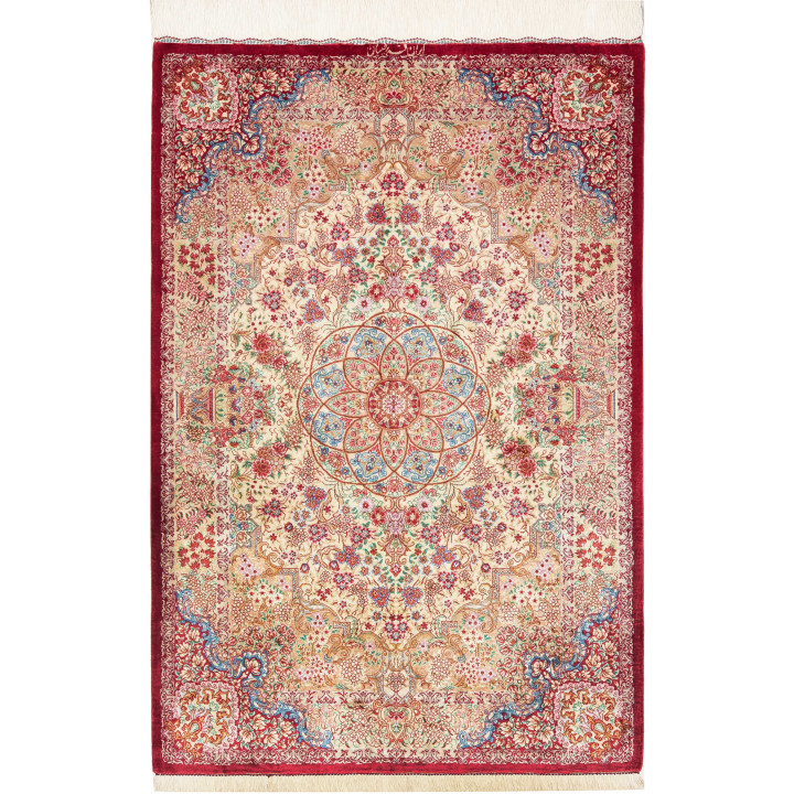 Tappeto Originale Ghom Seta Persia 81x118 Rosso