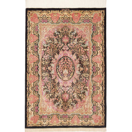Hand Made Rug Ghom Silk Persia 79x120 Black Pin