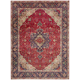 Hand Made Rug Tabriz Persia 258x344 Red Dark Bl