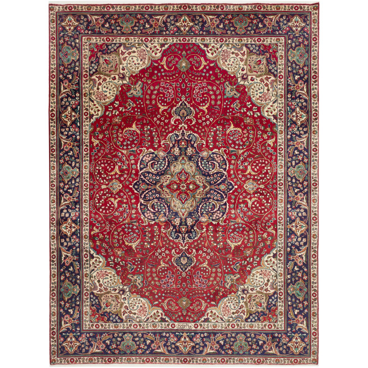 Hand Made Rug Tabriz Persia 258x344 Red Dark Bl