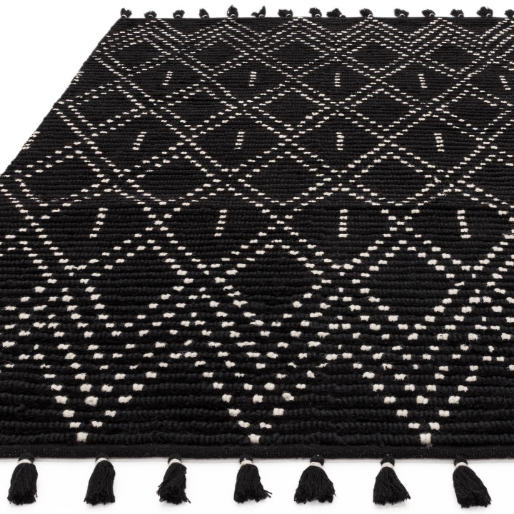 Tappeto Nepal geometrico nero e bianco 200x290 c