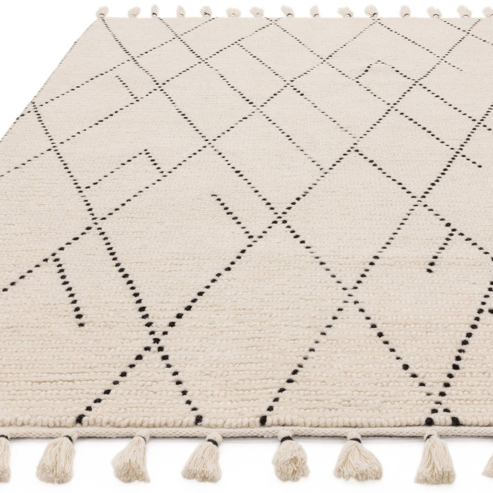 Rug Nepal geometric white and black 200x290 cm