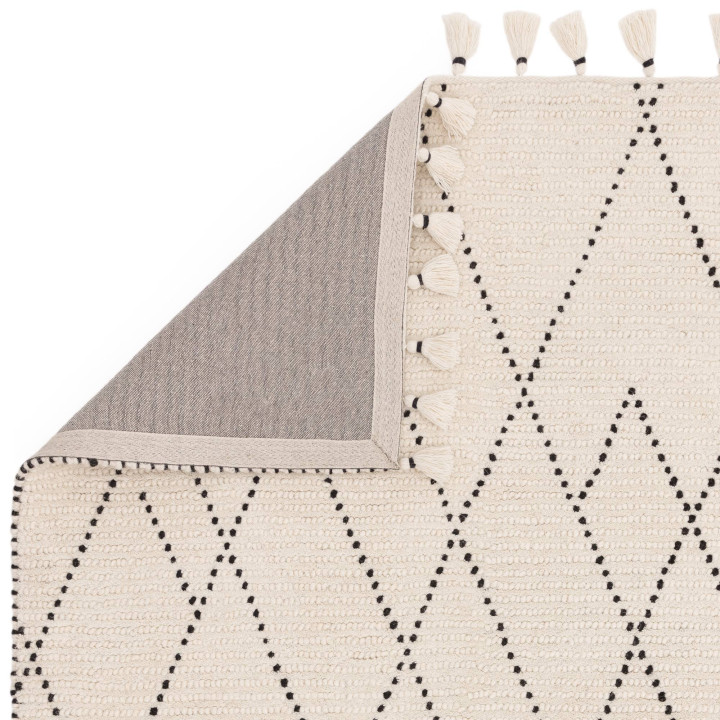 Rug Nepal geometric white and black 200x290 cm