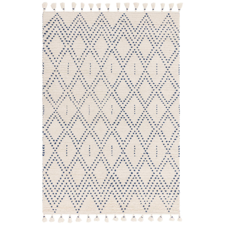 Tappeto Nepal geometrico beige e blu 120x170 cm