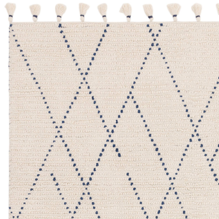 Tappeto Nepal geometrico beige e blu 120x170 cm