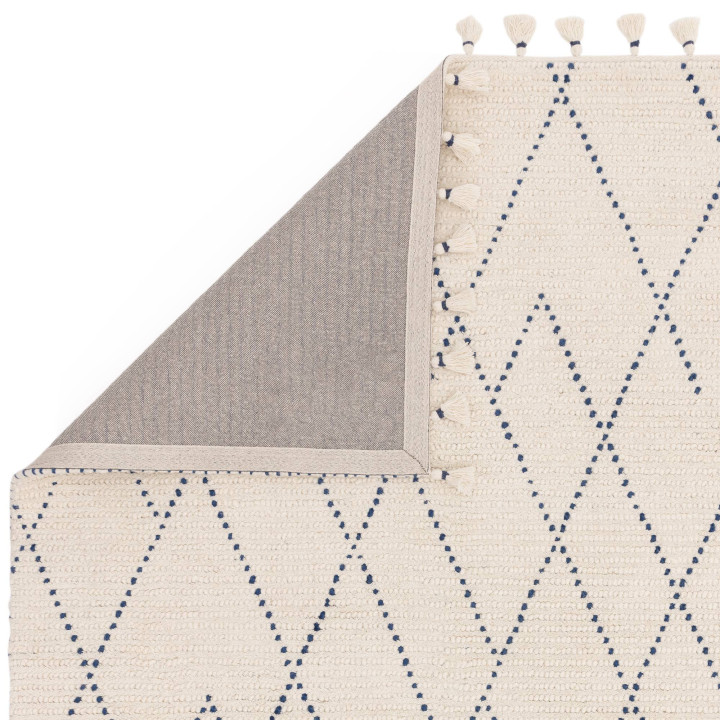 Tappeto Nepal geometrico beige e blu 120x170 cm