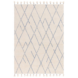 Tappeto Nepal geometrico beige e blu 120x170 cm