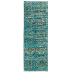 Rug Mamlouk Pakistan 77x217 Turquoise Rust Gold