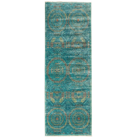 Rug Mamlouk Pakistan 77x217 Turquoise Rust Gold