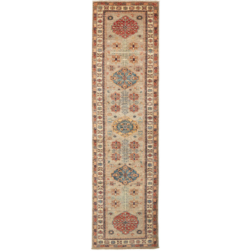 Rug Kazak Fine Pakistan 78x302 Muted Grey-blue