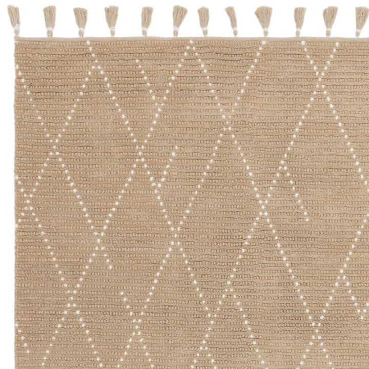 Tappeto Nepal geometrico beige e bianco 120x170
