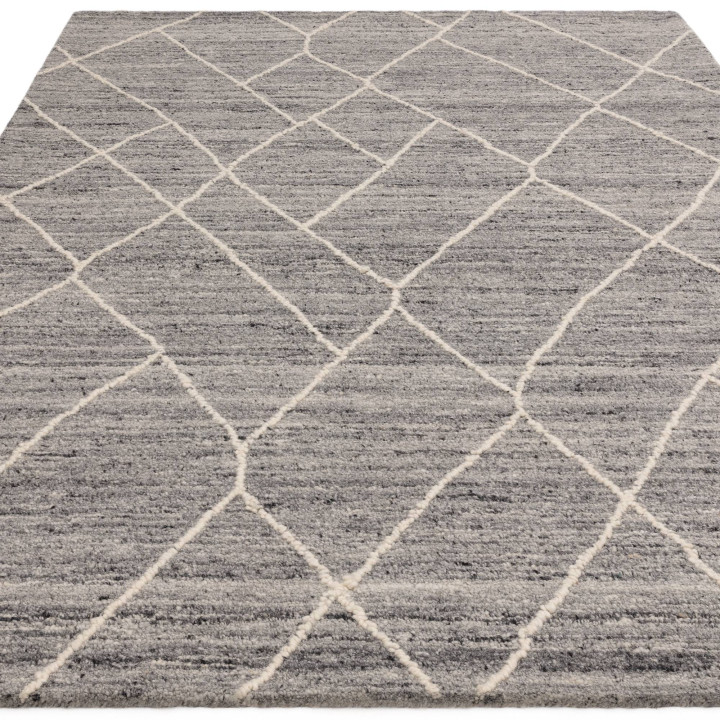 Rug Noah geometric charcoal grey and white 160x2