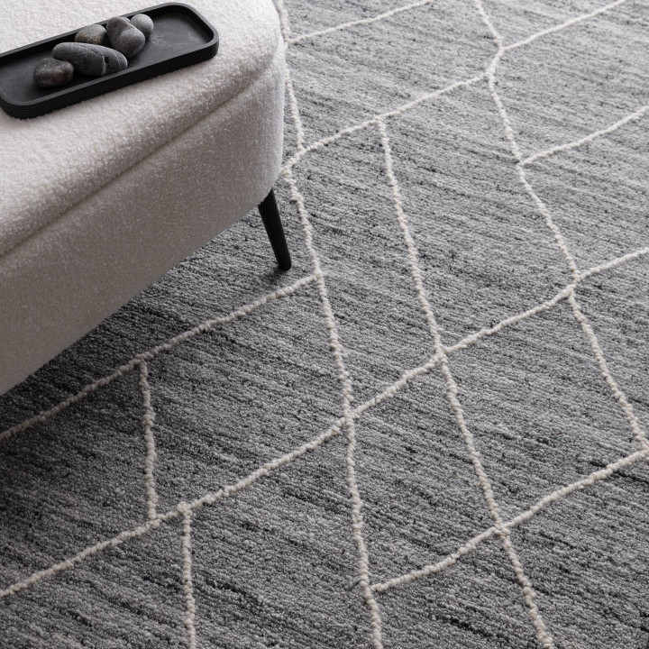 Tappeto Noah geometrico grigio antracite e bianc